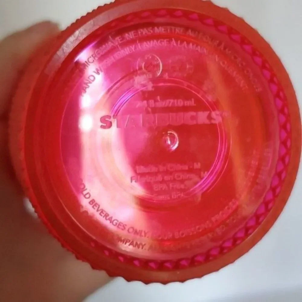 24 oz Starbucks Coffee Travel Tumbler 2023 Ruby Hot Pink Studded Venti COLD CUP